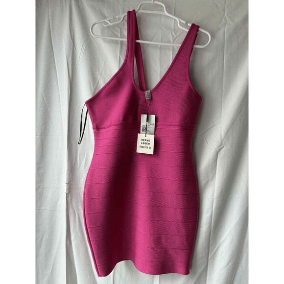 Herve Leger x Forever 21 One Shoulder Bandage Dress in Pink Womens Size XL - Picture 1 of 3